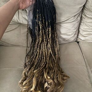 Stylish Black and Gold Braided Wig